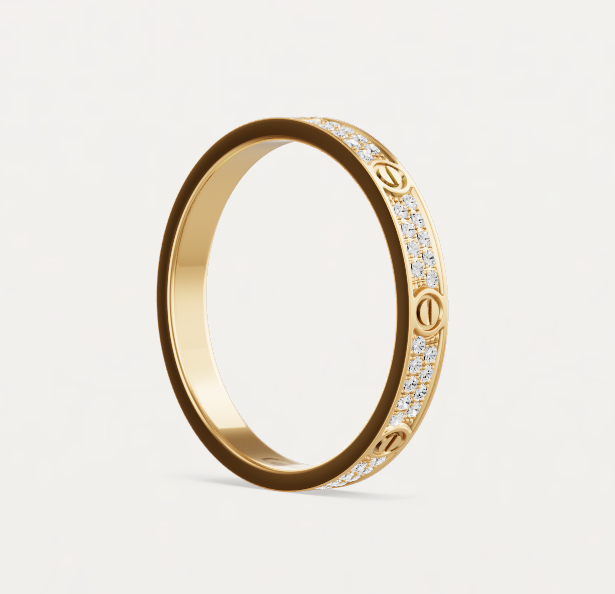 [Glow Muse]LOVE RING 2.6mm-wide full-diamond ring Gold