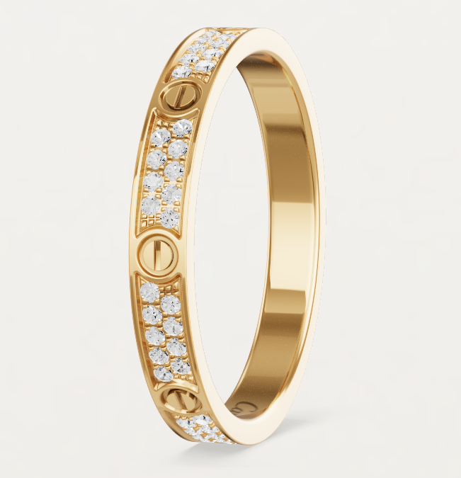 [Glow Muse]LOVE RING 2.6mm-wide full-diamond ring Gold
