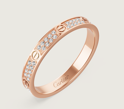[Glow Muse]LOVE RING 2.6mm-wide full-diamond ring Rose Gold