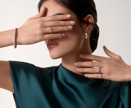 [Glow Muse]LOVE RING 2.6mm-wide full-diamond ring Rose Gold