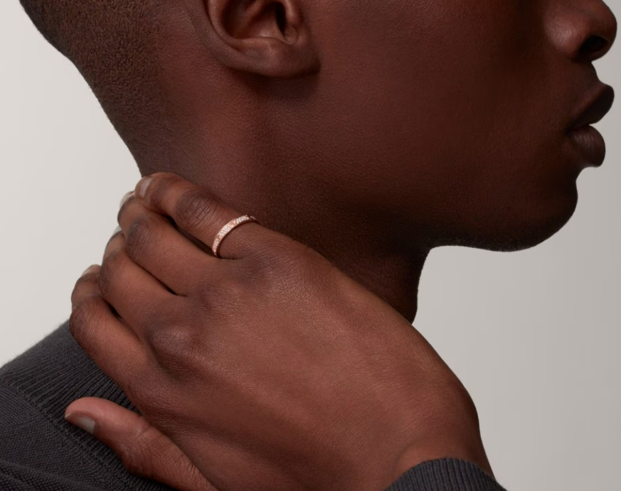 [Glow Muse]LOVE RING 2.6mm-wide full-diamond ring Rose Gold