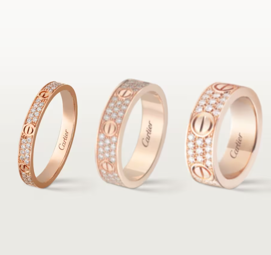 [Glow Muse]LOVE RING 2.6mm-wide full-diamond ring Rose Gold