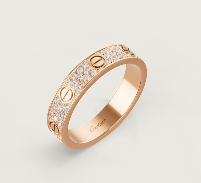 [Glow Muse]LOVE RING 4mm-wide full-diamond ring Rose Gold