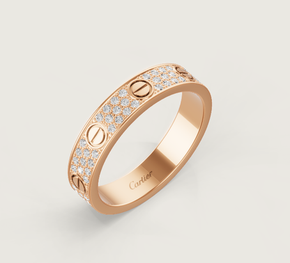 [Glow Muse]LOVE RING 4mm-wide full-diamond ring Rose Gold