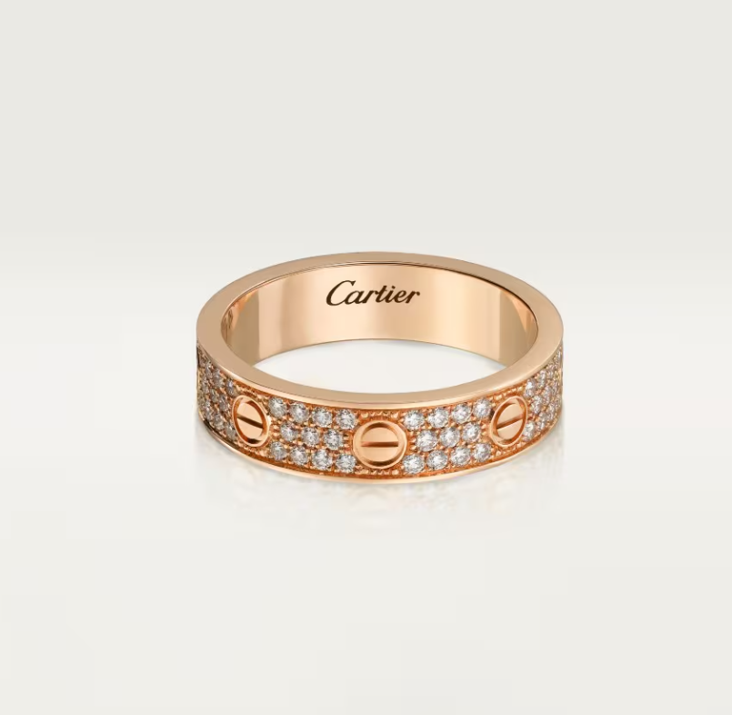 [Glow Muse]LOVE RING 4mm-wide full-diamond ring Rose Gold