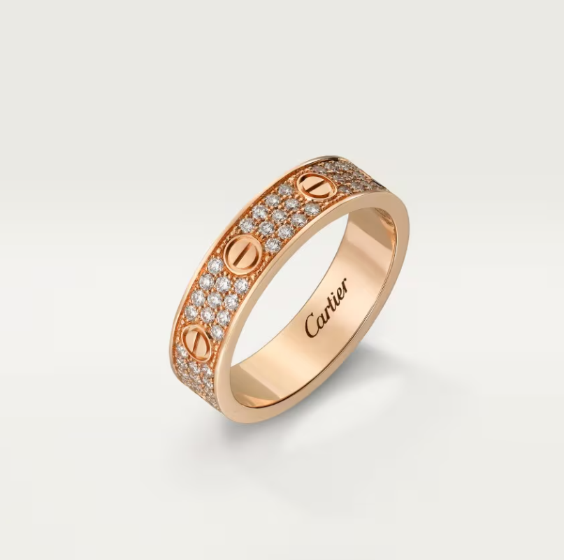 [Glow Muse]LOVE RING 4mm-wide full-diamond ring Rose Gold