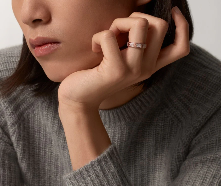 [Glow Muse]LOVE RING 4mm-wide full-diamond ring Rose Gold