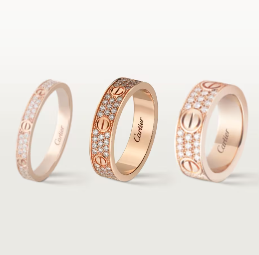 [Glow Muse]LOVE RING 4mm-wide full-diamond ring Rose Gold