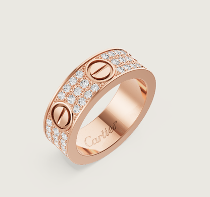 [Glow Muse]LOVE RING 6.5mm-wide full-diamond ring Rose Gold