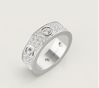 [Glow Muse]LOVE RING 6.5MM Full Diamond, 6 Major Diamonds Silver