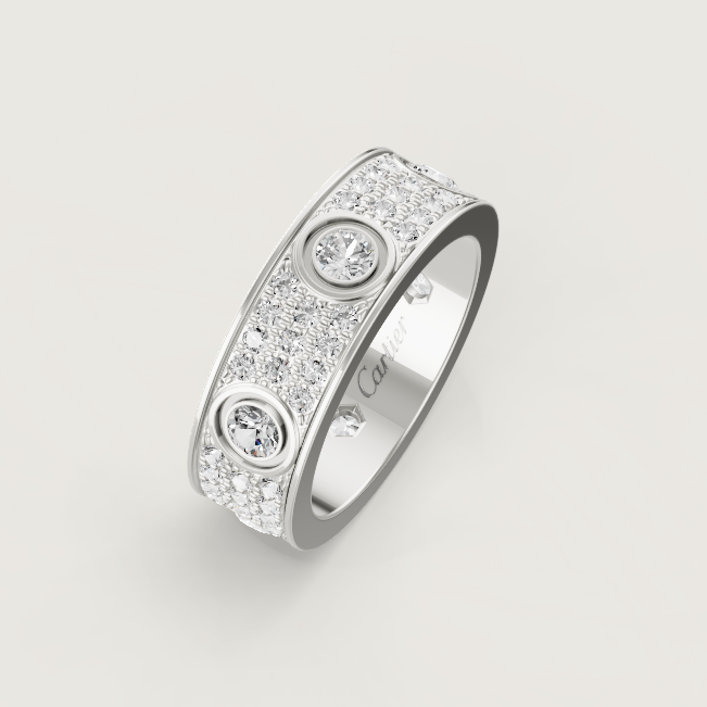 [Glow Muse]LOVE RING 6.5MM Full Diamond, 6 Major Diamonds Silver
