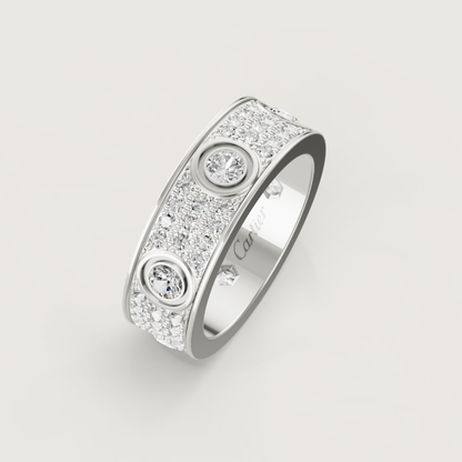 [Glow Muse]LOVE RING 6.5MM Full Diamond, 6 Major Diamonds Silver