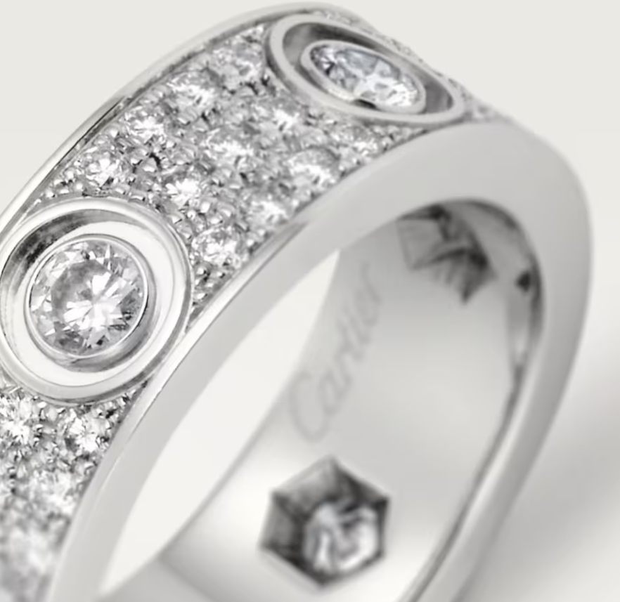 [Glow Muse]LOVE RING 6.5MM Full Diamond, 6 Major Diamonds Silver
