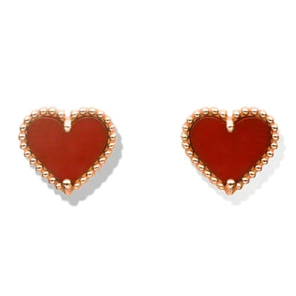 [Glow Muse]HEART CARNELIAN STUD EARRINGS