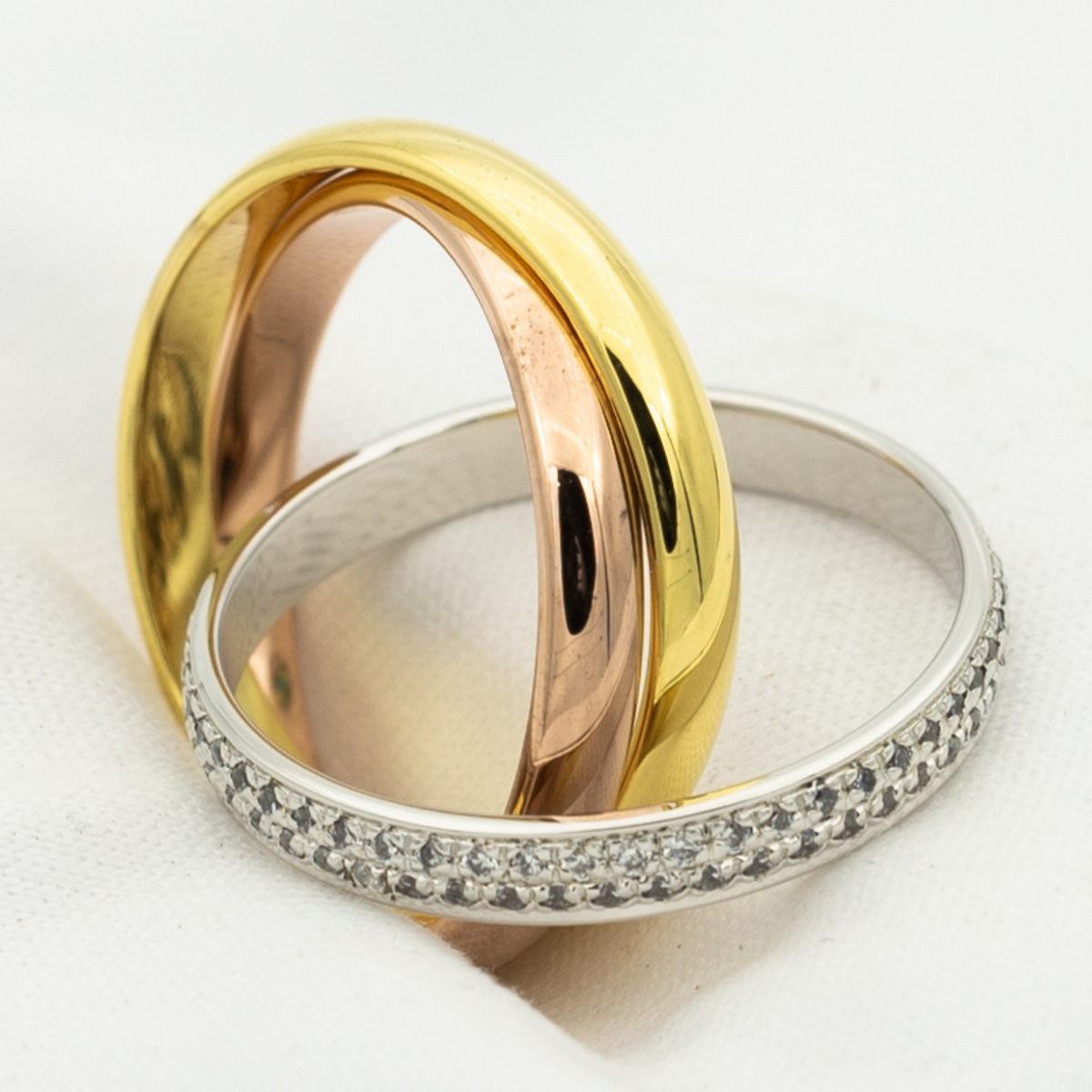 [Glow Muse Jewelry]TRINITY RING GOLD PINK GOLD SILVER DIAMONDS