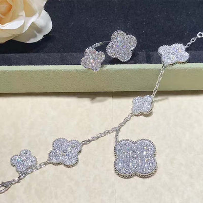 [Glow Muse]CLOVER 6 MOTIFS SILVER DIAMOND BRACELET