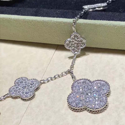 [Glow Muse]CLOVER 6 MOTIFS SILVER DIAMOND BRACELET