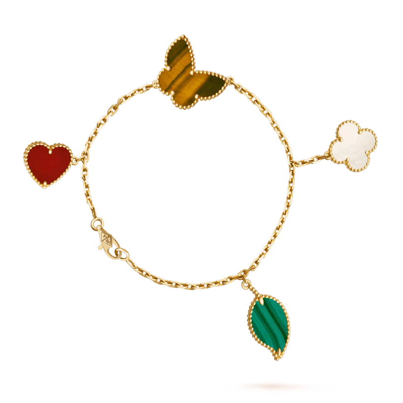 [Glow Muse]LUCKY SPRING 5 MOTIF GOLD BRACELET