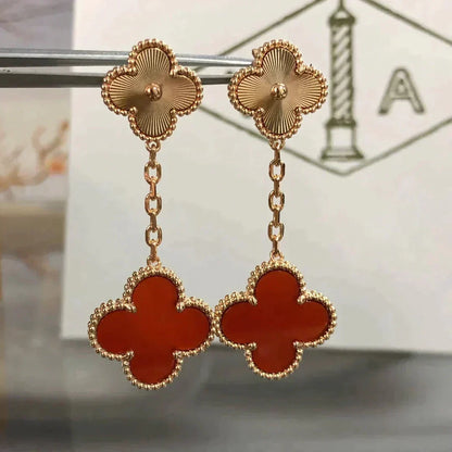 [Glow Muse]CLOVER 2 MOTIF  LASER CARNELIAN EARRINGS