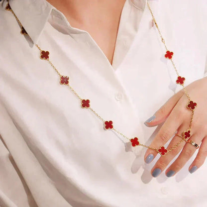 [Glow Muse]CLOVER 20 MOTIFS CARNELIAN NECKLACE