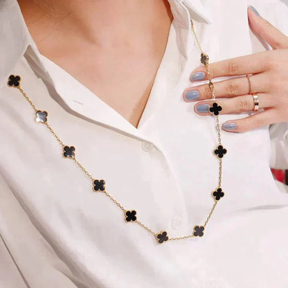 [Glow Muse]CLOVER 20 MOTIFS ONYX NECKLACE