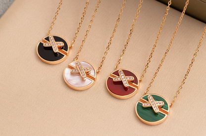 [Glow Muse]JEUX DE PINK GOLD DIAMOND NECKLACE