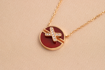 [Glow Muse]JEUX DE PINK GOLD DIAMOND NECKLACE