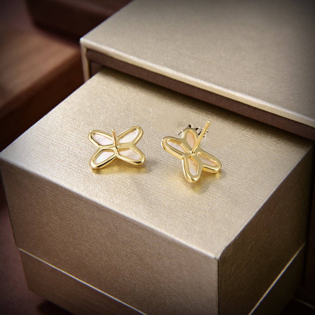 [Glow Muse]JEUX DE WHITE MOP GOLD DIAMOND EARRINGS