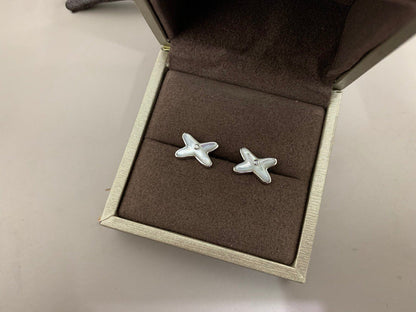 [Glow Muse]JEUX DE WHITE MOP SILVER DIAMOND EARRINGS