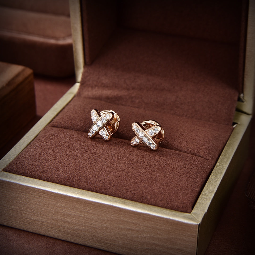 [Glow Muse]JEUX DE GOLD DIAMOND EARRINGS
