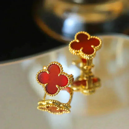 [Glow Muse]CLOVER MEDIUM 1 MOTIFS CARNELIAN  EARRINGS