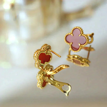[Glow Muse]CLOVER MEDIUM 1 MOTIFS CARNELIAN  EARRINGS