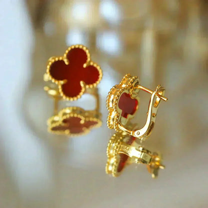 [Glow Muse]CLOVER MEDIUM 1 MOTIFS CARNELIAN  EARRINGS