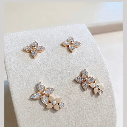 [Glow Muse]STAR BLOSSOM STUD EARRINGS PINK GOLD DIAMONDS