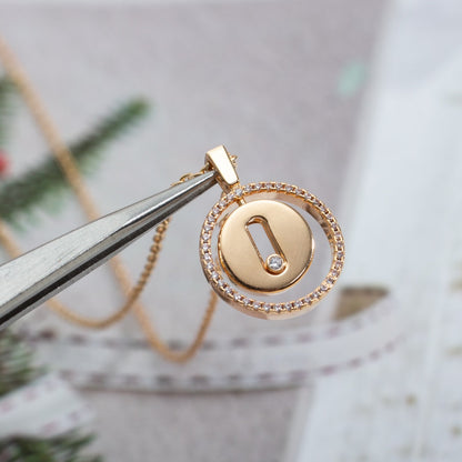 [Glow Muse]Demo MOVE PM NECKLACE PINK GOLD DIAMOND