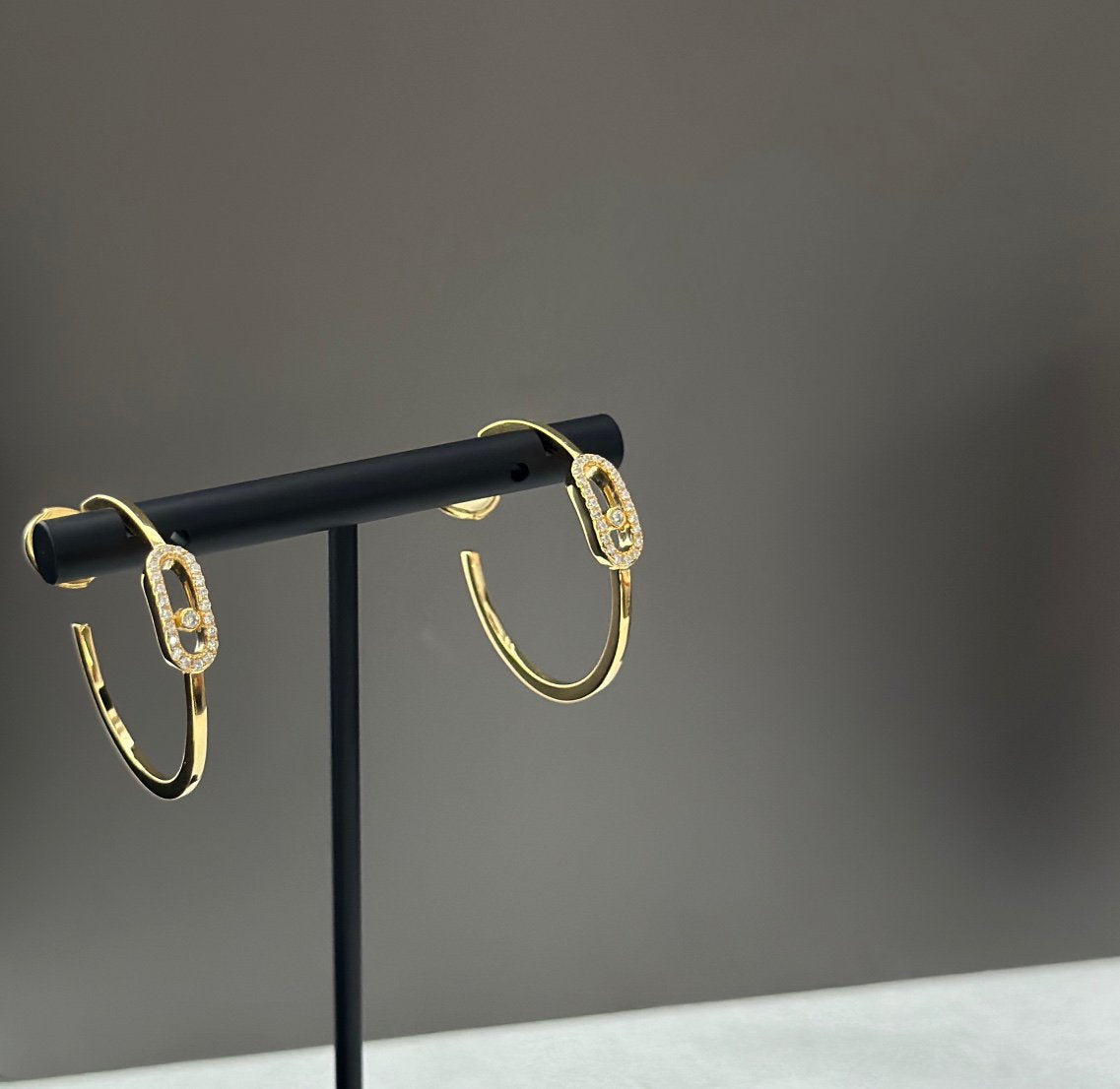 [Glow Muse]CREOLES MOVE UNO PM DIAMOND EARRINGS