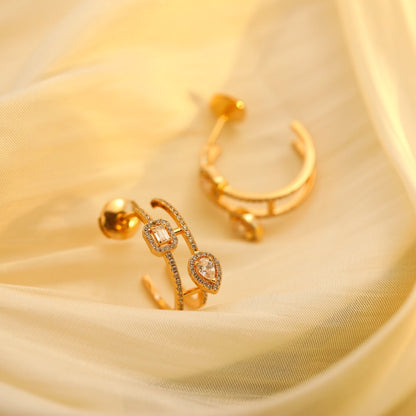 [Glow Muse]CREOLES MY TWIN 2 RANGS SILVER DIAMOND EARRINGS
