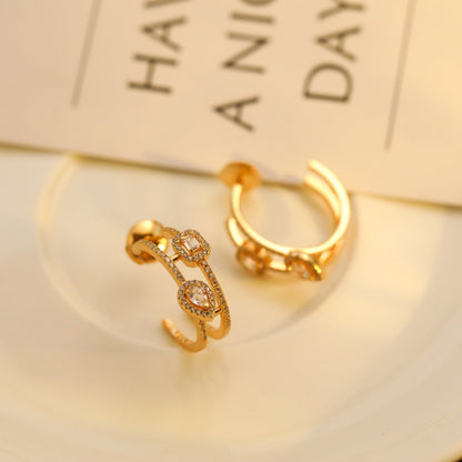 [Glow Muse]CREOLES MY TWIN 2 RANGS SILVER DIAMOND EARRINGS