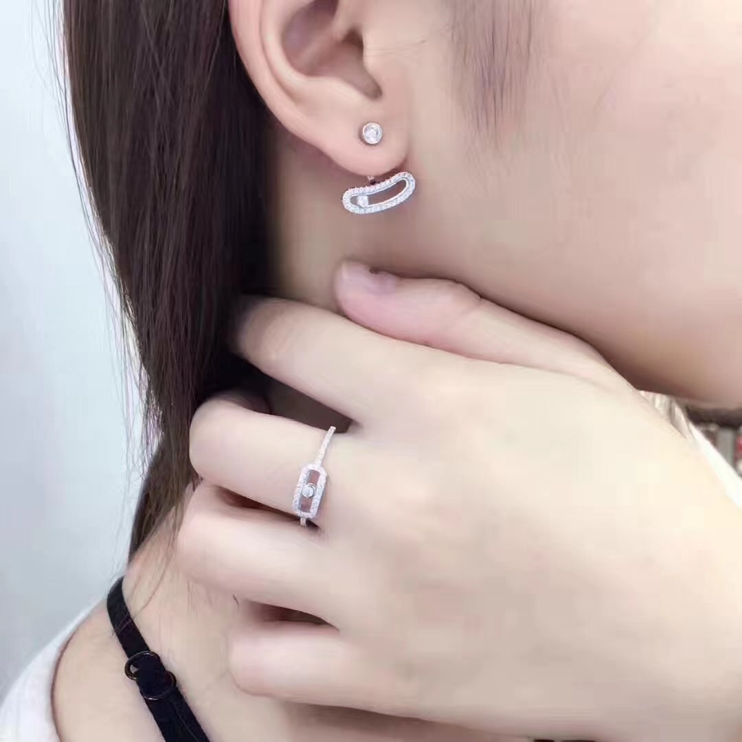 [Glow Muse]MOVE UNO SILVER DIAMOND EARRINGS