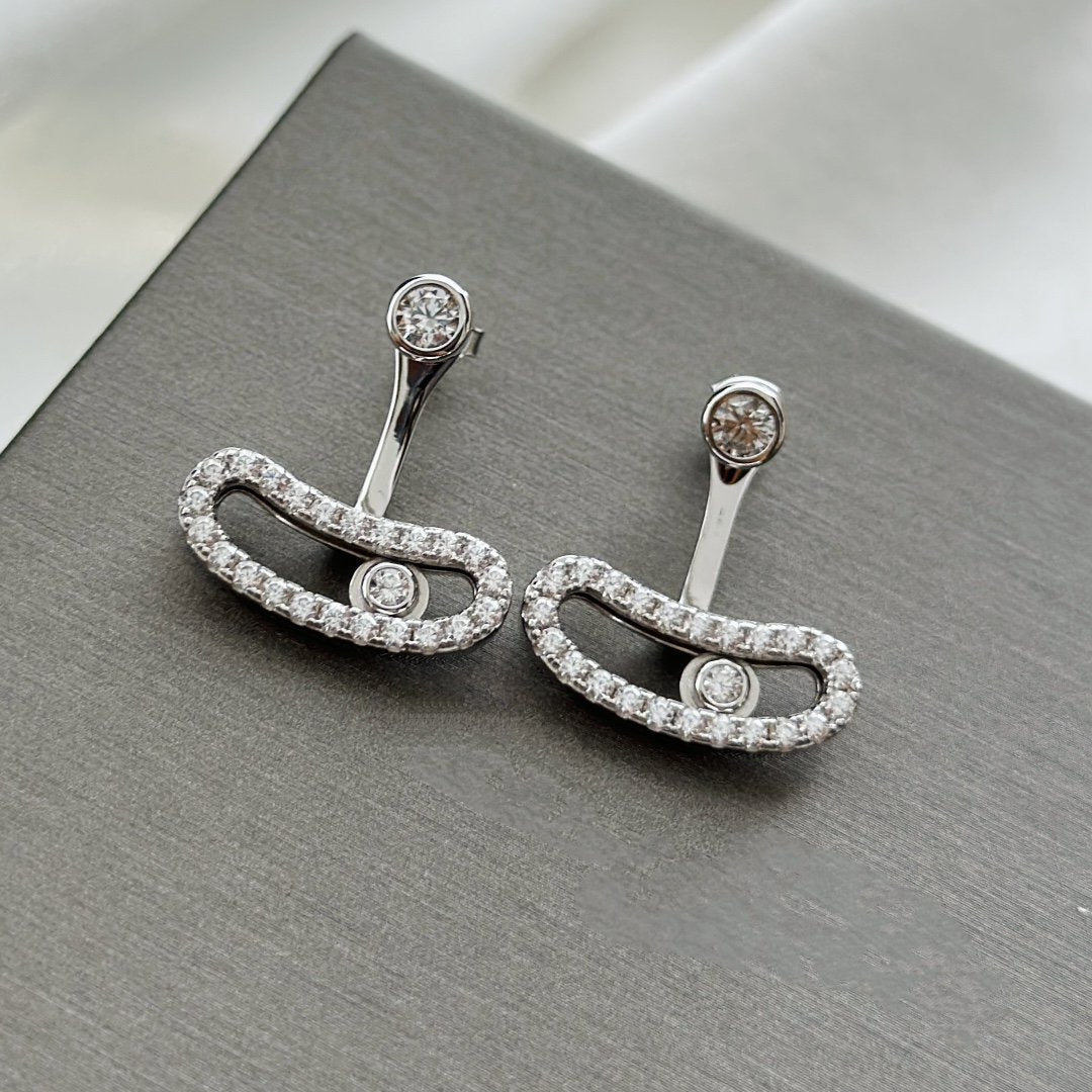[Glow Muse]MOVE UNO SILVER DIAMOND EARRINGS