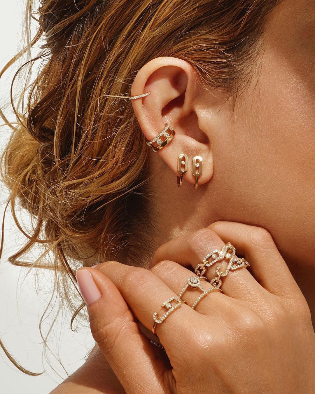 [Glow Muse]CREOLES MOVE UNO MINI 1 DIAMOND EARRINGS
