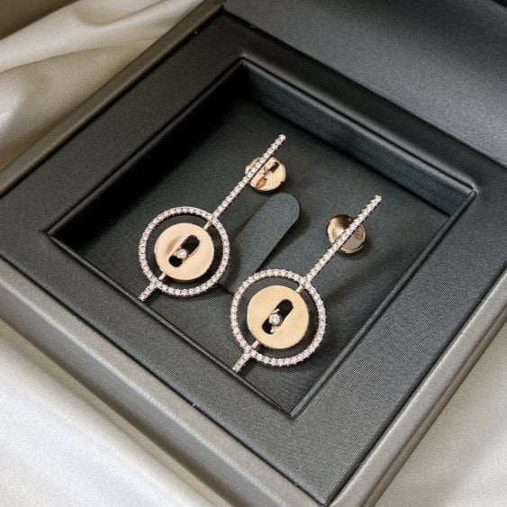 [Glow Muse]Demo MOVE ARROW PINK GOLD DIAMOND EARRINGS