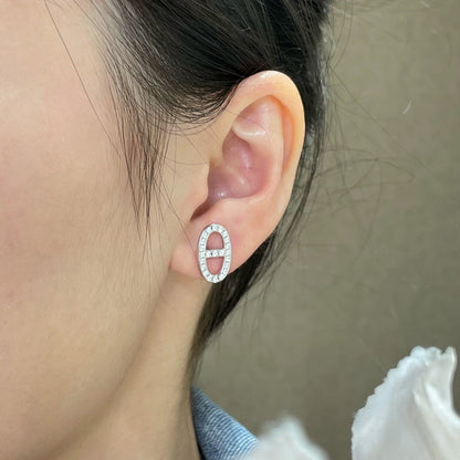 [Glow Muse]HM FULL DIAMOND PIG NOSE STUD EARRINGS