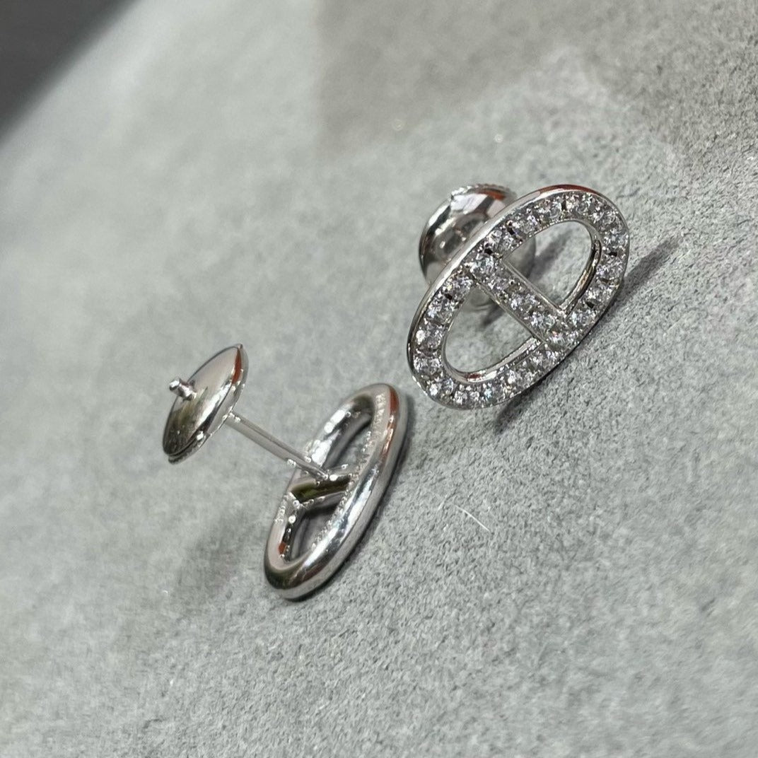 [Glow Muse]HM FULL DIAMOND PIG NOSE STUD EARRINGS