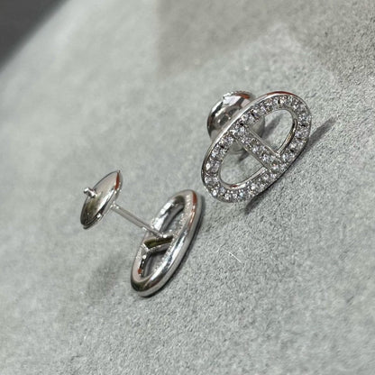 [Glow Muse]HM FULL DIAMOND PIG NOSE STUD EARRINGS