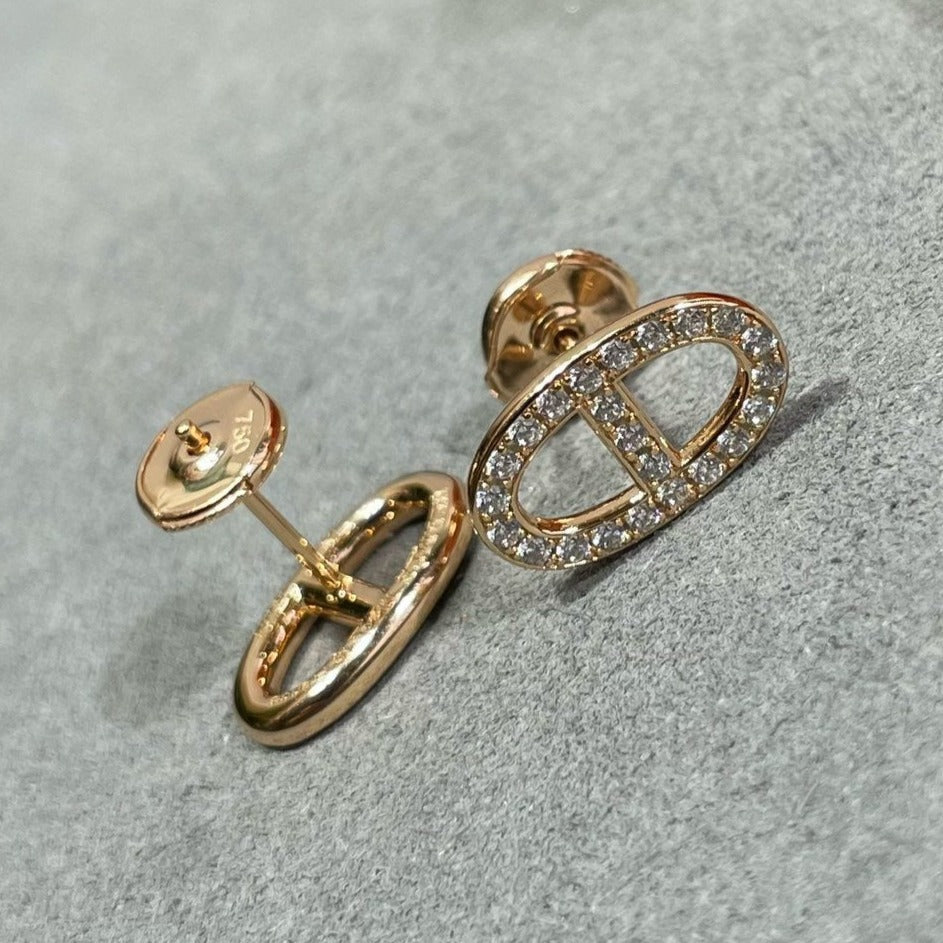 [Glow Muse]HM FULL DIAMOND PIG NOSE STUD EARRINGS