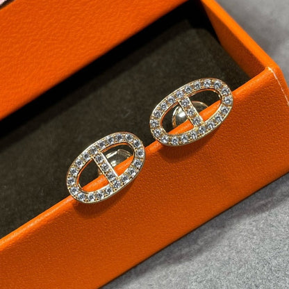[Glow Muse]HM FULL DIAMOND PIG NOSE STUD EARRINGS