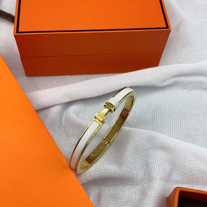 [Glow Muse]CLASSIC HM CLIC WHITE 8MM ENAMEL BRACELET