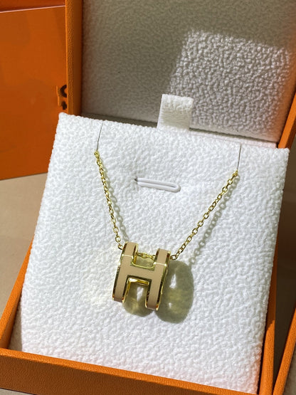 [Glow Muse]HM CLIC YELLOW ENAMEL GOLD NECKLACE