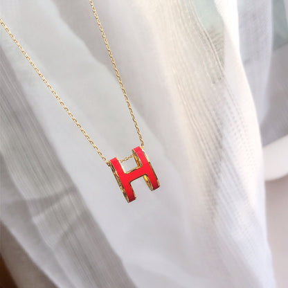 [Glow Muse]HM CLIC RED ENAMEL GOLD NECKLACE